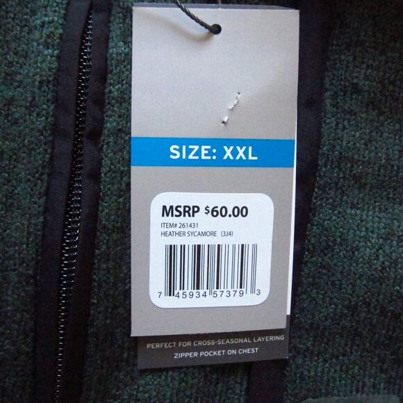 NWT- Mens Eddie Bauer Green Sweater Fleece 1/4 Zip Pullover Size 2XL - Picture 7 of 9